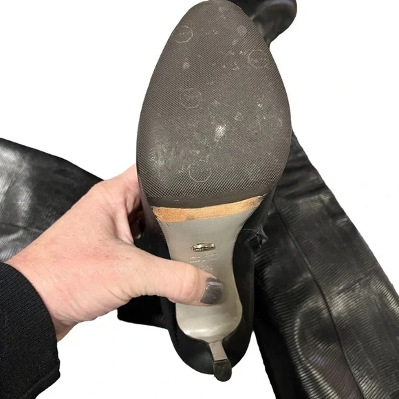 Sergio Rossi Leather Knee High Boots Stiletto Heel Black Size 40.5 Women’s 9.5 - Picture 7 of 9